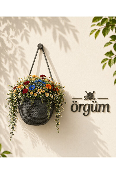 ÖRGÜM Artificial Flower Pot Decorative Wall Basket 12X10 cm Plant Not Included