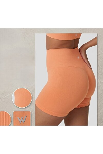 Wooster Kadın Turuncu Toparlayıcı Push Up Kısa Spor Biker Tayt