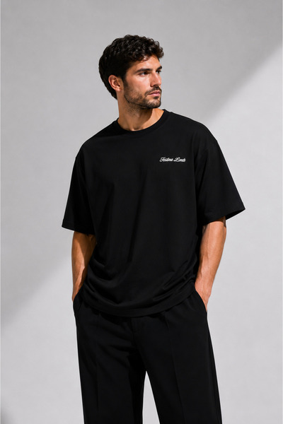 THE RULE Unisex Festina Lente Štampano Oversize kroj 100% pamuk Širok kroj Te...