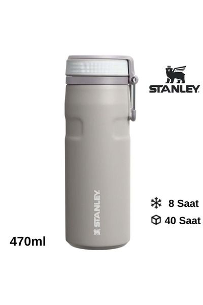 Stanley ترموس آيس فلو تويست فليب سعة 0.47 لتر، كوب ترموس للتخييم، رمادي اللون