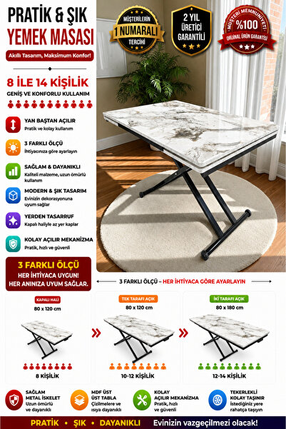 SEHPAM AKILLI Yan Baştan Açılır Akıllı Yemek Masası Oval Mdf Tabla Alt Mekani...