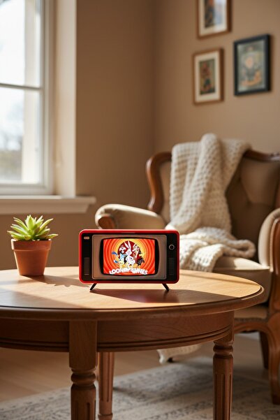 MEK Nostaljik Retro TV Akıllı Telefon Standı - Şarj Destekli