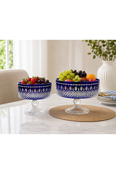 Kristal Market 25cm Ve 19cm Lüks Ayaklı Meyvelik Çiftli 2 Adet