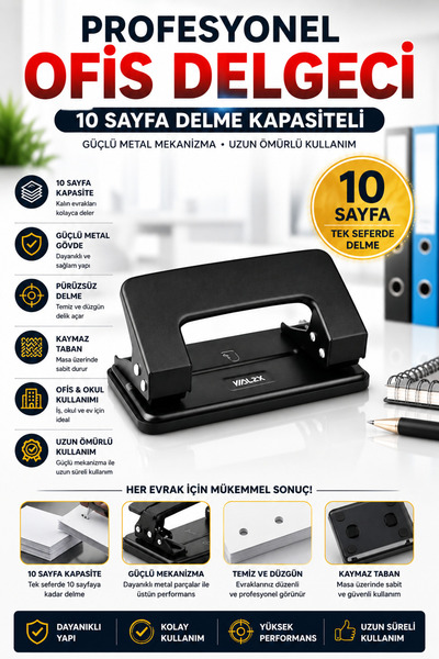 ANI OFİS KIRTASİYE A K Ofis Delgeci – 10 Sayfa Delme Kapasitesi / Kapasiteli,...