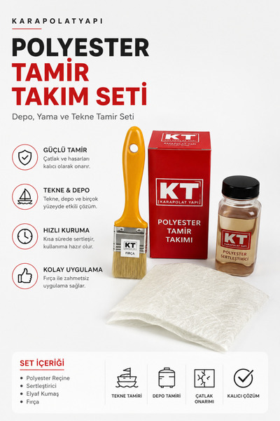 KarapolatYapı Depo Tamir Polyester Tamir Takımı Seti Tekne Tamir Seti Yama Ta...