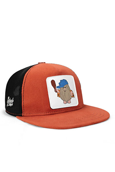 BlackBörk Hip Hop Kids Caveman Logo Tile-Black Kids Trucker Hat
