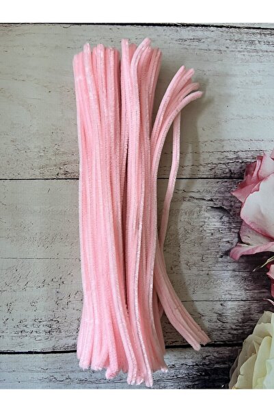 Zedhobi 25 Adet Z9 Toz Pembe Şönil 30 cm Tüylü Peluş Tel Çiçek Yapımına Okul ...