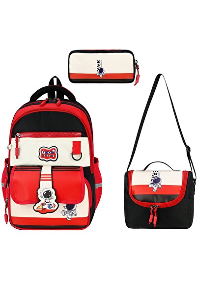 ms mixxstore Set of 3 Primary School Bags with Astronaut Pattern, Thermal Lun...