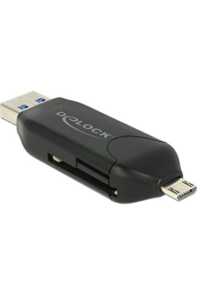 DELOCK Cititor de carduri Micro USB OTG + mufă USB 3.0 A (negru)