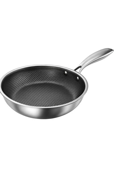 Generic Stainless Steel Honeycomb Non-Stick Frying Pan Without Lid – 26cm, Gas & Induction Compatible