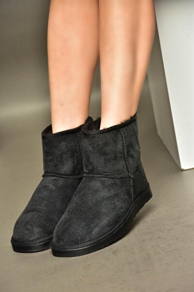 Fox Shoes R612026502 Schwarze Wildlederstiefel für Damen mit Federn innen