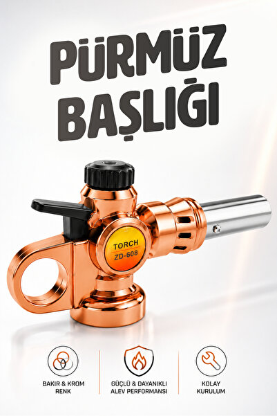 Badem10 ZD-608 Pürmüz Başlığı | Çakmaklı Gazlı Pürmüz | 1300°C Yüksek Isı | K...
