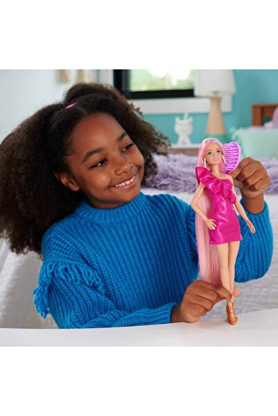 Barbie Upuzun Muhteşem Saçlı Bebekler Pembe Saçlı HKT95 JDC85