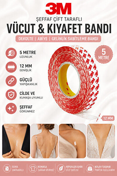 Dünya Magnet 5 Metre 3m Yapışkanlı Şeffaf Çift Taraflı Dekolte Abiye Gelinlik...
