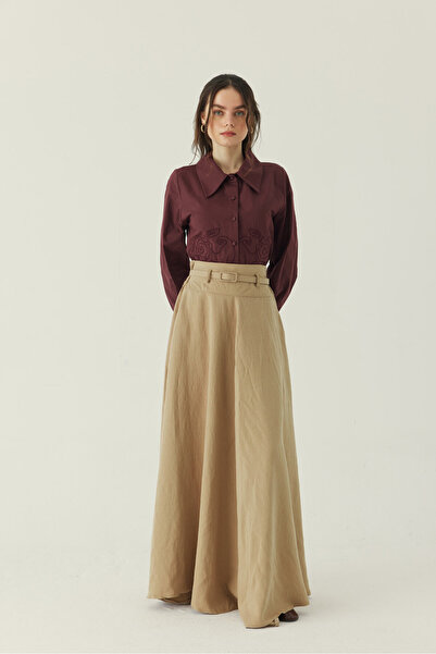 ZÜLAYS Thin K Belt I m Modal Skirt Beige