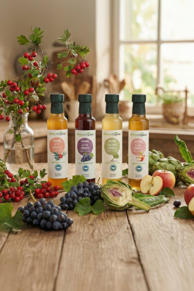 White Organic Organik Sirke Seti+Elma Sirkesi+Üzüm Sirkesi+Alıç Sirkesi+Engin...