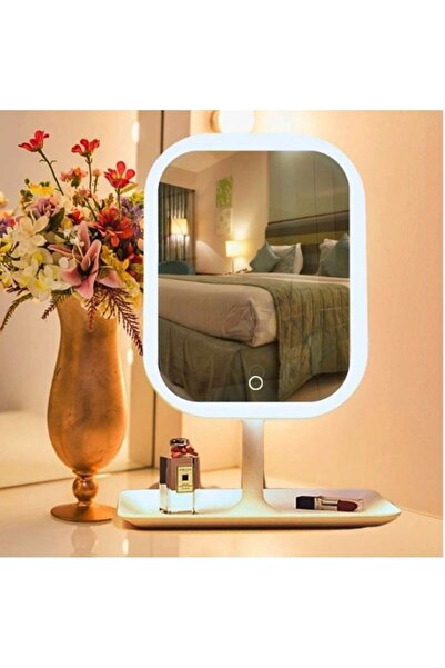Duffa Şarjlı Led Işıklı Makyaj Aynası Led Dokunmatik Makyaj Aynası Oynar Başlıklı 3 Modlu Usb Şarjlı