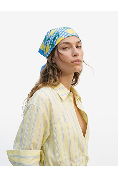 Koton Viscose Blended Lemon Patterned Square Scarf - X Sibil Çetinkaya