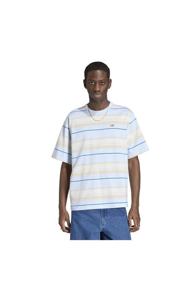 adidas Erkek Mavi T-shirt STRIPE TEE KX1268