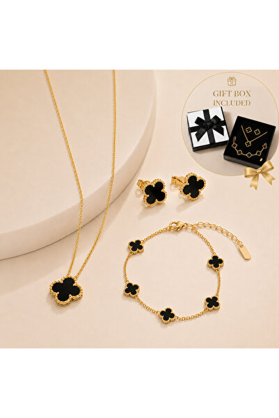 OEM Set Colier, Cercei și Brățară, Trifoi, Cadoul Perfect + Cutie Cadou