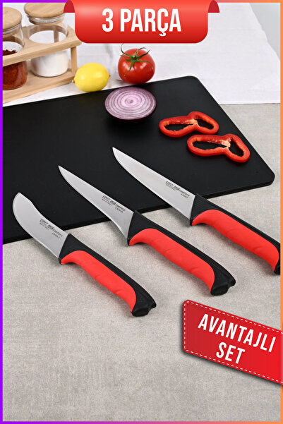 Cavit İnox Bıçak Seti 3 Parça Elden Kaymaz Ergonomik Set