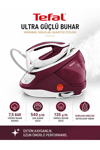 TEFAL 7,5 Bar Pro Express Buhar Kazanlı Ütü, Sıfır Yanma Riskli Buhar Kazanlı...