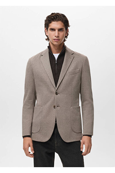 MANGO Man Slim fit mikro kazayağı desenli blazer ceket
