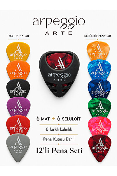 arpeggio ARTE Комплект перца за китара от 12 броя – 6 различни дебелини – Вкл...