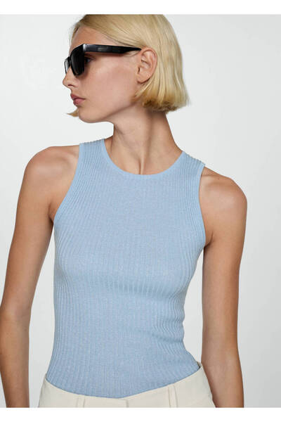 MANGO Woman Pletena rebrasta bluza