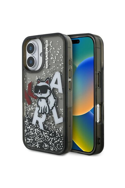 Karl Lagerfeld Case for iPhone 16 - Liquid Glitter Choupette Logo MagSafe (KL...