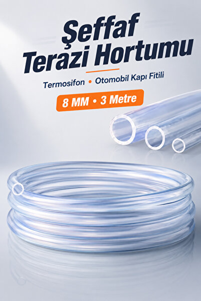 NZB 3 Metre Şeffaf Terazi Hortumu Termosifon Otomobil Kapı Fitili 8 Mm