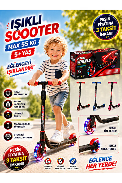 ideal STORE BEREN SCOOTER MAVİ-KIRMIZI-PEMBE BRN-2535-2542-2559 IŞIKLI MAX 55...