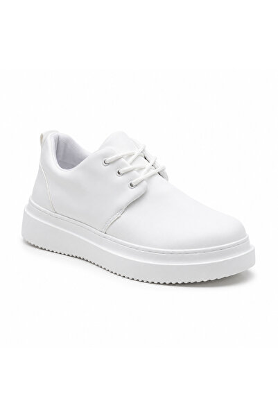 BESKAR White Leather Lace-Up Men's Shoes - Easy-To-Clean Minimalist Comfortab...