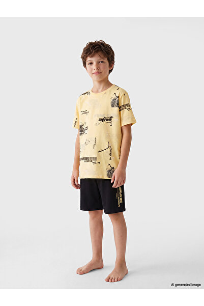 LC Waikiki Vizyon New Season Printed Boys' Shorts Pajama Set