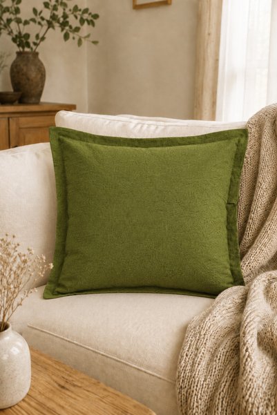 tab-linnn Tera Cotton Linen Square Throw Pillow Cover-Rustic, Hand-Stitched, Pillowcase 40X40 cm