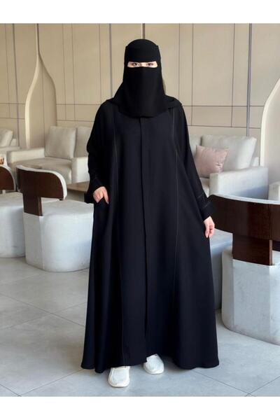 ABAYA Wed عباية عملية بتصميم قيطان ياباني من جهة الامام والاكمام