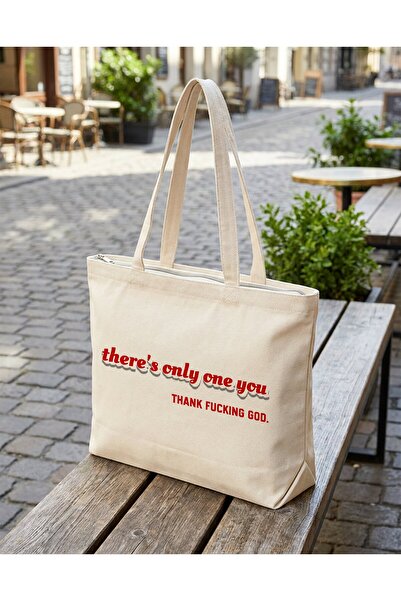 buzagi tasarım ürünleri Only One You Zippered Lined Gusseted Canvas Bag 35 X ...