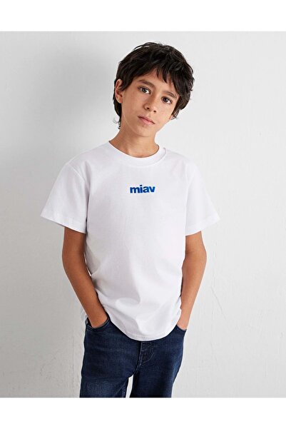 Mavi Miav Printed Unisex Kids T-Shirt White