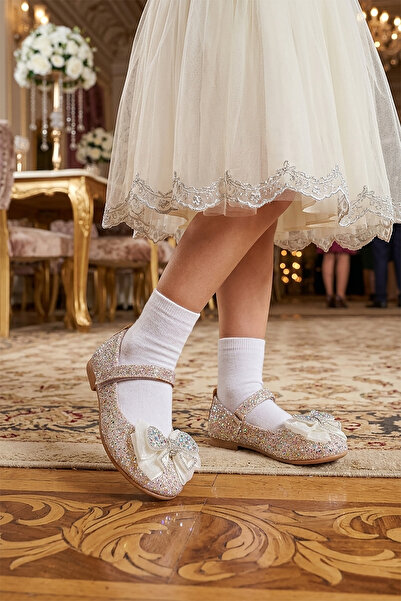 Kiko Kids Hiza Taşlı Cırtlı Kız Bebek/ Çocuk Babet Ayakkabı