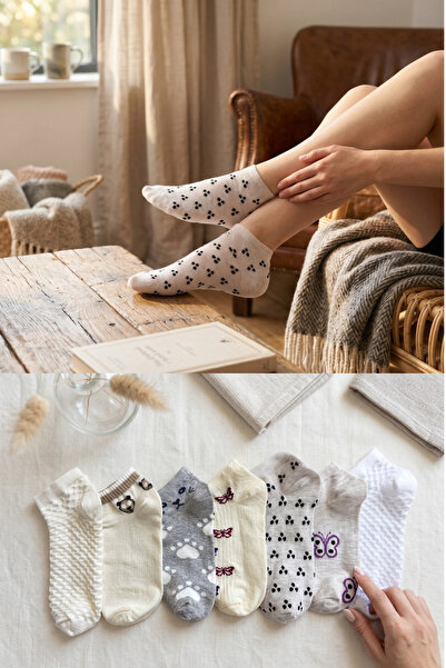 KAYSSOCK Set de 7 șosete de damă din bumbac cu model, confortabile, respirabi...