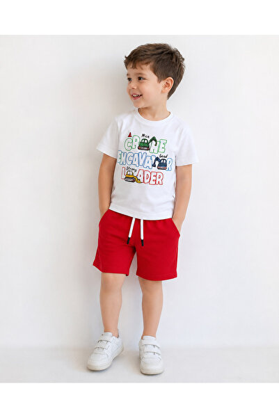 Hafico Boys' Construction Machinery Printed T-Shirt and Shorts Set