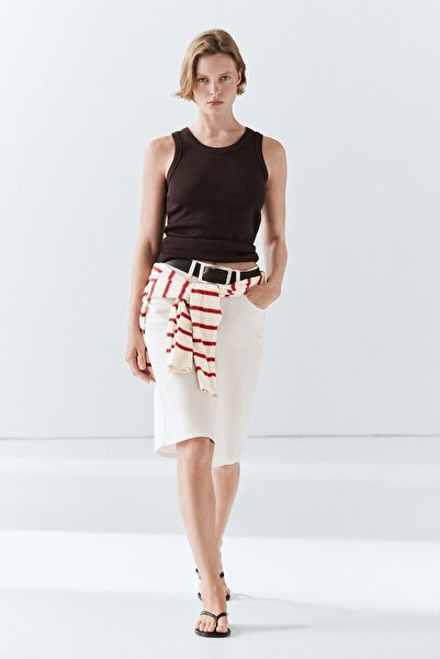 Massimo Dutti Halter pamuk karışımlı t-shirt