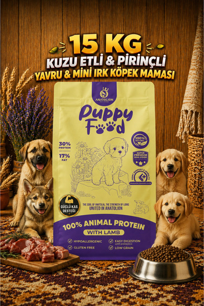 Anatolion Puppy Eklem Destekli Kuzu Etli Super Premium Yavru Köpek Maması 15 Kg