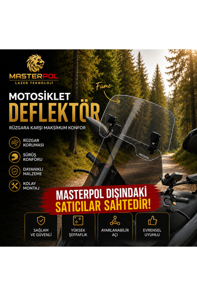 MASTERPOL FÜME Deflektör MODEL 2 Rüzgar Saptırıcı Siperlik Şeffaf Motor Camı ...