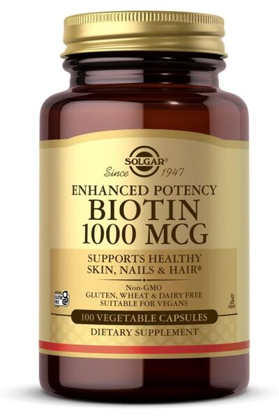 Solgar Biotin, 100 Vegetable Capsules, 1000 mcg, Supports Healthy Skin, Nail ...