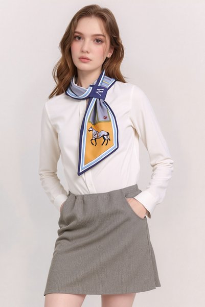 Walkenzo Modern At Figürlü İpeksi Şık Kravat Formlu Kadın Fular