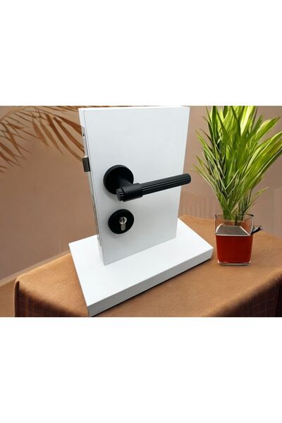 KOLDOOR Erva Mat Black Round Rosette - Mâner de ușă Yale Steel, dreapta, o parte