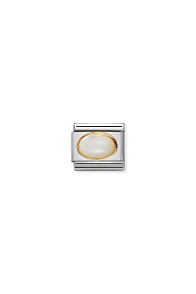 NOMİNATİON Composable Classic Dekoratif Link - Taşlar Oval - Beyaz Inci - 18k...