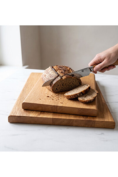 F&S WoodArt مجموعة من لوح تقطيع الخبز الخشبي الطبيعي للمطبخ مكون من قطعتين - ...