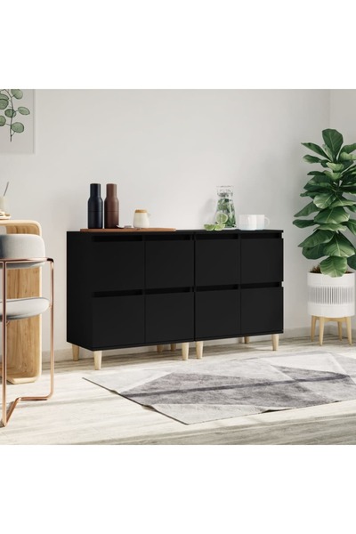 Concept Servante, 2 buc, negru, 60x35x70 cm, lemn prelucrat